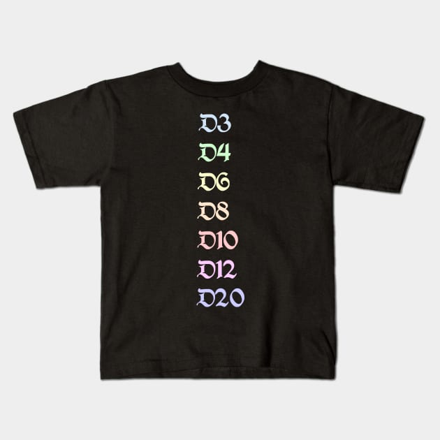 Pastel Hit Dice Kids T-Shirt by MimicGaming